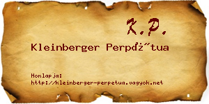 Kleinberger Perpétua névjegykártya